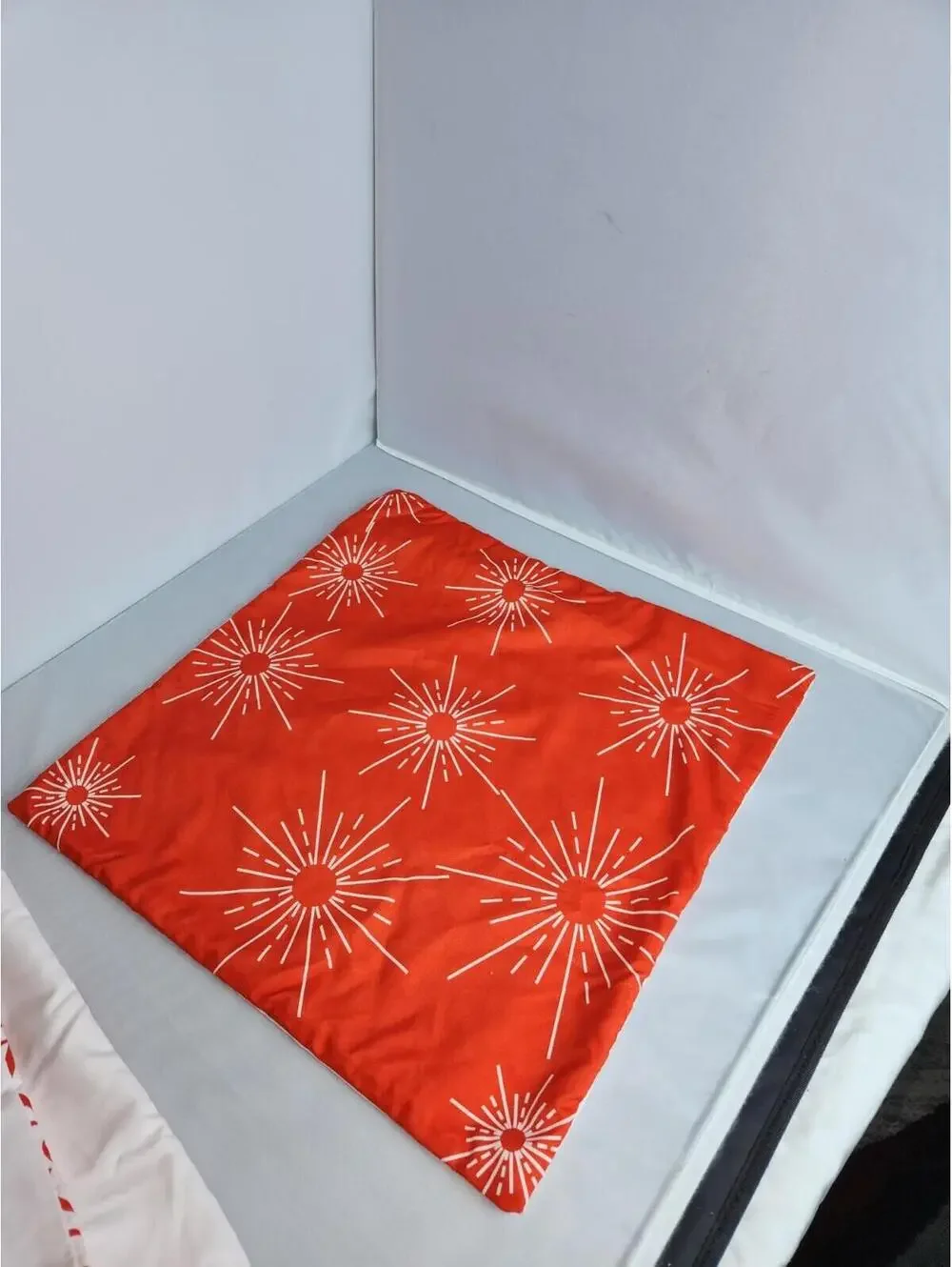 throw pillow covers 18x18, flourdelis, geometric, set of 3, orange & white